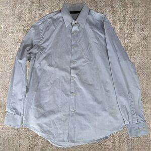 Perry Ellis XL White Check Cotton Dress Shirt Classic Fit Vintage